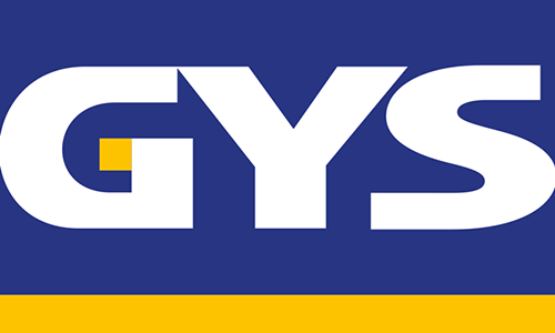 Logo von GYS mit orangefarbenem und gelbem Farbbereich.